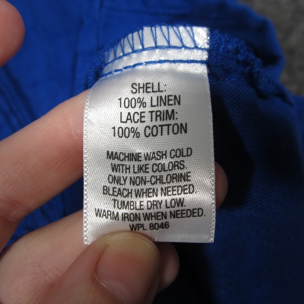 JM Collection Linen Tunic Shirt 12P Royal Blue Button Up V-Neck‎ Luxury Coastal - Picture 10 of 10